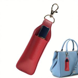 Llavero de cuero PU para lápiz labial al por mayor, elegante y compacto, soporte para bálsamo labial, almacenamiento con estilo para el cuidado de los labios para bolsos de mujer - Product Image 1