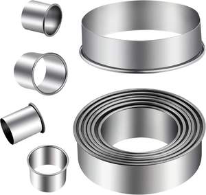14-Piece Premium Stainless Steel Pastry <b>Baking</b> Tools <b>Set</b> Round Cake Ring Molds & Cookie Biscuit Cutters Donut Cutter Included - Product Image 2