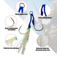 Hameçons d'assistance pour la pêche en eau salée, hameçons doubles de remplacement pour jigs à lancer lent et leurres de jigging vertical