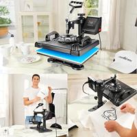 Mesin Press Panas Combo 5 IN 1 Ukuran 12x15 Inch, Mesin Transfer Panas Digital 360 Swing Away untuk DIY Kaos, Mug, Topi, Piring
