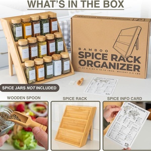 Portaspezie Multilivello da Cucina, Organizzatore a Scala <span class=keywords><strong>in</strong></span> <span class=keywords><strong>Legno</strong></span> per Tavolo, <span class=keywords><strong>Porta</strong></span> Stoviglie e Contenitori per Utensili da Pulizia - Product Image 3