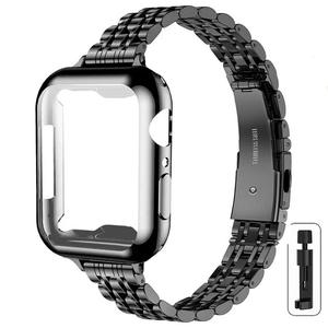 Correa de Reloj Inteligente de Acero Inoxidable Sólido de 5 Eslabones con <span class=keywords><strong>Estuche</strong></span> Protector, Diseño de Hebilla de Mariposa, Compatible con 40/41/44/45 mm - Product Image 4