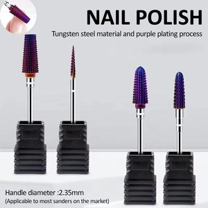 Purple Tungsten Steel Plated <b>Nail</b> Polish Head Pre-treatment Grinding Manicure Drill File Remove <b>Nail</b> Gel Cuticle Clean Tool - Product Image 4