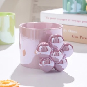 Apariencia de alta calidad y colorida para el desayuno, cerámica <span class=keywords><strong>con</strong></span> <span class=keywords><strong>flores</strong></span> <span class=keywords><strong>a</strong></span> juego, asa única para beber agua. - Product Image 6