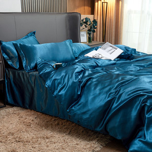 Chất Lượng Cao Màu Rắn 100% Polyester Vải Duvet Cover Set Sang Trọng Được Trang Bị Tấm Quilt Cover 4-Mảnh Thiết Lập - Product Image 4