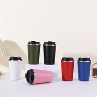 BORGE 350ml/500ml tasses à café réutilisables enduites de poudre tasse de voyage à café à double paroi isolée avec couvercle étanche pour l'extérieur
