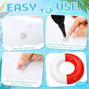 6 Pack Red and White Half <b>Inflatable</b> Swim Rings <b>for</b> <b>Pool</b> Beach - Product Image 4