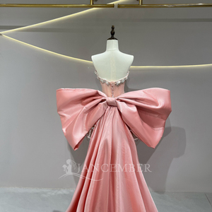 JFH74 Sexy Pink Crystal <b>Mini</b> Evening Ball Gown Party Dress With Oversized Bow - Product Image 4