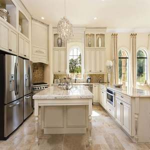 Armoires de cuisine en bois massif blanc de style classique européen français italien, design personnalisé haut de gamme, armoires de cuisine de luxe - Product Image 4