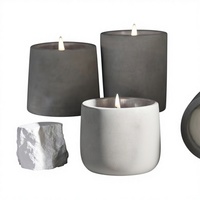 Vase à bougie en béton cylindrique minimaliste en gros, avec logo personnalisé, pot en ciment gris brut, bougie parfumée à une seule mèche en cire de soja