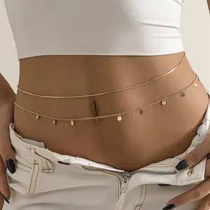 Cadena de cuerpo de vientre para mujer, cadena de aleación de doble capa, cuentas sexys, venta al por mayor
