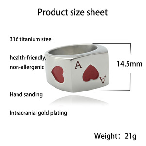 Ace Of Hearts <b>Playing</b> <b>Card</b> Ring Men's Stainless Steel Geometric Design Gift Jewelry 24001 - Product Image 5