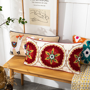 刺绣复古波西米亚扔枕套带流苏羊毛球刺绣靠垫套设计波西米亚扔枕套 - Product Image 4