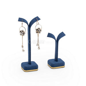 อุปกรณ์จัดแสดงเครื่องประดับไมโครไฟเบอร์สีน้ำเงินแบบกำหนดเอง แท่นวางเครื่องประดับ ที่วางโชว์เครื่องประดับ - Product Image 1
