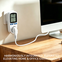 16A Plug IP54 UK Thermostat Pengontrol Suhu Digital Outlet Kontrol Pemanas Pendingin Timer 1800W 110V Lampu Latar