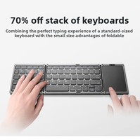 Clavier sans fil pliable B089T avec pavé tactile capacitif en ABS, fonctionnement tactile, sans rétroéclairage, compatible