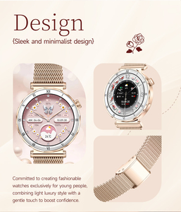 Montre connectée pour femme 2026 I222 AMOLED Or rose Appel Bluetooth Fréquence cardiaque SpO2 <span class=keywords><strong>Cycle</strong></span> physiologique Suivi sportif et santé OEM - Product Image 5