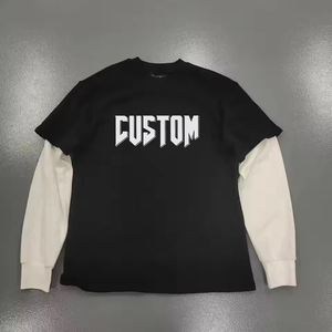 T-shirt Homme 100% Coton Double Épaisseur Manches Longues Molleton Français Coupe Oversize Écologique Impression Personnalisée Design Vierge Brut - Product Image 1