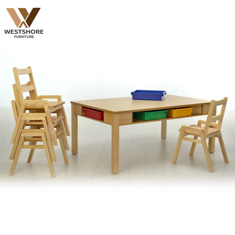 Juego de muebles Montessori para guardería, proveedor de fábrica, mesa escolar, escritorio, mesa de escritura y juego de sillas