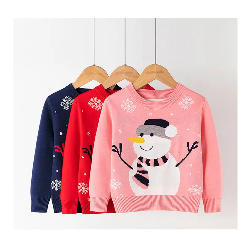 2020新しい秋冬子供服クリスマス雪だるま子供プルオーバー卸売小さな女の子セーター