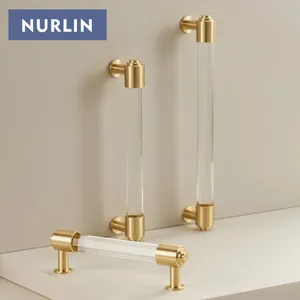 Nurlin Messing Wit Transparant Acryl Meubelkast Lade Handvat Kast Kast Kast Luxe Pull