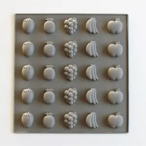 Molde de resina de silicona con forma de frutas para hornear, bandeja de cubitos de hielo con 25 cavidades