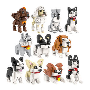 Animaux de ferme Chiens Bouledogue <span class=keywords><strong>français</strong></span> Caniche Schnauzer Husky sibérien Blocs de construction MOC Jouets DIY pour enfants MOC3069-MOC3079 - Product Image 1