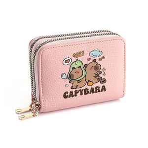 The New <span class=keywords><strong>Cute</strong></span> Cartoon Print Capi Barado Slot Card Credit Card Holder Wallet com Double Zippers e Coin Purse é para mulheres - Product Image 5