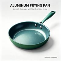 Poêle à frire en aluminium antiadhésive en céramique avec revêtement en acier inoxydable, poignée ergonomique, compatible induction pour la cuisine quotidienne à la maison
