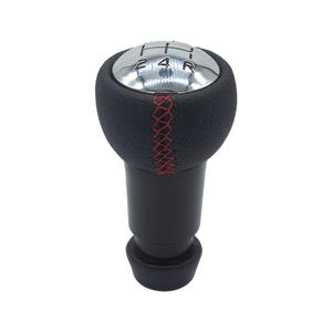 Pommeau de levier de vitesse en cuir noir avec surpiqûres bleues pour Peugeot 307 206 308, design ergonomique - Product Image 5