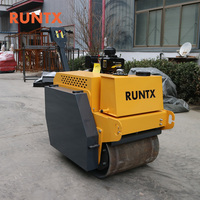 RUNTX Nouveau rouleau compresseur routier à double tambour de 700 kg, type manuel, à pousser