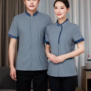 Uniforme del personale <span class=keywords><strong>per</strong></span> le pulizie della tunica da lavoro doppiopetto da donna <span class=keywords><strong>per</strong></span> gli ospedali degli alberghi - Product Image 4