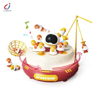 Juguete divertido Chengji juegos de pesca plástico niños educativos 2 en 1 lanzador de cohetes tablero de pesca eléctrico juguete con música