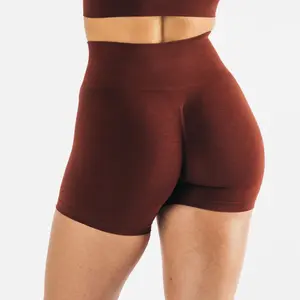 wholesale custom logo seamless women sports fitness shorts scrunch butt tummy control solid skin yoga shorts