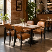 Ensemble de meubles de restaurant en bois massif moderne, table et chaises à structure métallique pour café, bistrot