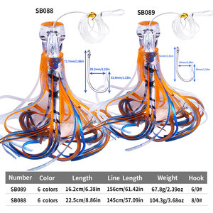 Esche <span class=keywords><strong>Artificiali</strong></span> da Traina d'Altura SB088 22cm 100g all'Ingrosso con Gonnellino in Silicone a Forma di Polpo e Calamaro per la Pesca di Grandi Predatori come Marlin e Tonno - Product Image 6