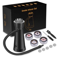 Kit fumeur à whisky électrique avec briquet intégré rechargeable, écologique, portable, 6 copeaux de bois, coffret cadeau, marque TX, design moderne en acier inoxydable