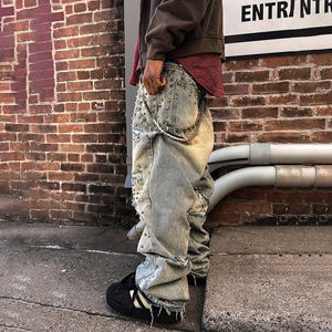 Jeans DiZNEW en denim personnalisés de haute qualité, jeans de créateur à <span class=keywords><strong>d</strong></span>échirure et coupe ample pour hommes - Product Image 2