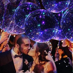 LED Bobo Transparent Light-Up <b>Balloons</b> Set with String-Helium Style Glow PVC Material Gift Toy - Product Image 5