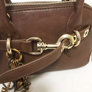 Women's Genuine <b>Leather</b> Bowling Bag With Removable Strap And Chain Charm Classic Style Daily Use Handbag - Product Image 5