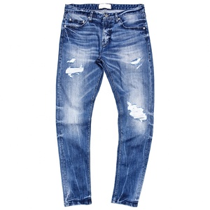 شعار مخصص الأزرق Pantalones المتعثرة بنطلون الدينيم بناطيل ضيقة الرجال انفجرت الجينز - Product Image 5