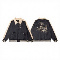Veste bomber décontractée à logo sur le devant, style ER, coupe ample, en toile, fermeture éclair, pour homme, tendance, automne