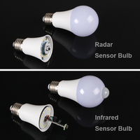 Sensor de luz inteligente Bombilla LED Microondas Radar Sensor de movimiento Sensor de temperatura infrarrojo E27 Bombilla LED inteligente