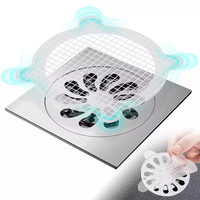 Filtre de vidange rectangulaire moderne en plastique jetable, attrape-cheveux en maille, autocollants pour éviers de salle de bain et de cuisine, récupérateur de déchets facile