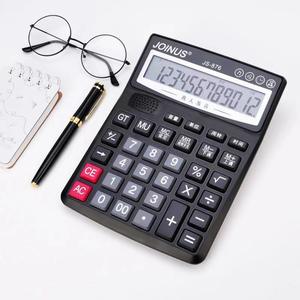 Calculadora Joinus Js876 de 12 Dígitos con Doble Fuente de Alimentación, Reloj Despertador con Alarma de Voz Real, Plástico Negro, Uso General - Product Image 5