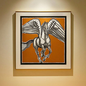 Bufanda de seda de diseño para decoración de pared, caja acrílica, ilustraciones inspiradas en lujo para galería o hogar - Product Image 1