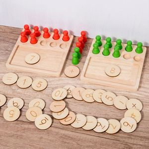 Juguete de Matemáticas de Madera Natural para Aprender Números, Sumas y Restas, Tablero de Conteo con Clavijas y Marco de Diez - Product Image 3