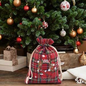 Nouvelle pochette cadeau en coton à carreaux de Noël 2025, sac à cordon, sac à bonbons, ensemble de Noël, pochette d'emballage pour cadeau de Noël - Product Image 3