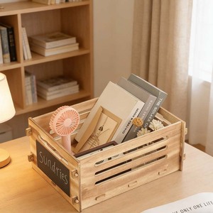 Cesta porta dischi in legno rustica, contenitore per casa e ufficio, organizer a cubo per dischi, stile rustico, staccabile, per <span class=keywords><strong>frutta</strong></span> e verdura in cucina - Product Image 4