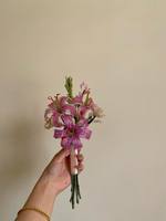 Buket Bunga Lily Berhias Manik-Manik - Pink/Transparan, Ringan Seperti Udara, Kamar Tidur
